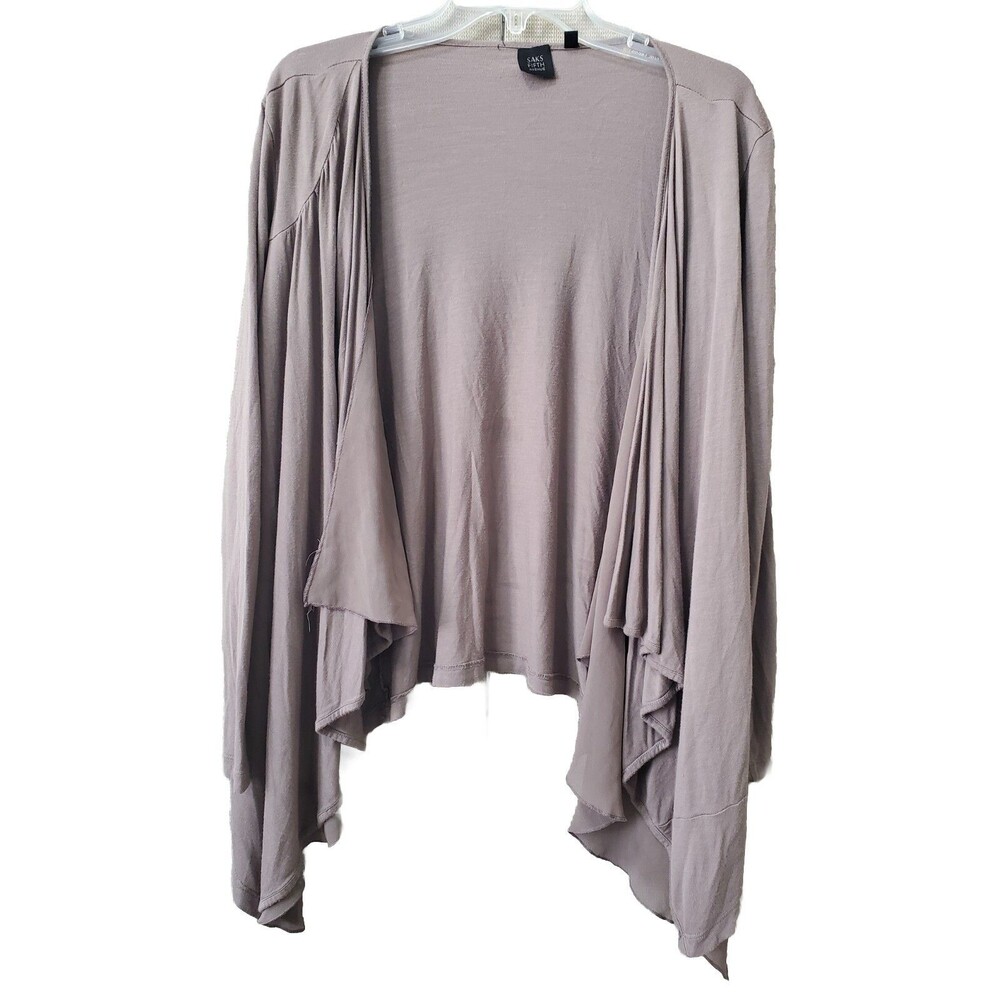 Saks Fifth Avenue Brown Draped Waterfall Open Front Cardigan Size Medium